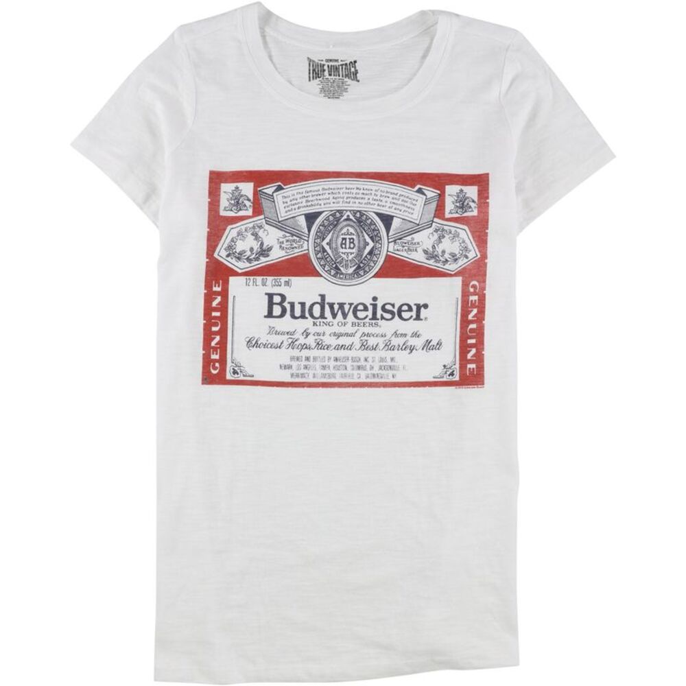 True Vintage Womens Budweiser Logo Graphic T-Shirt, White, Plus Size, 3X, DM